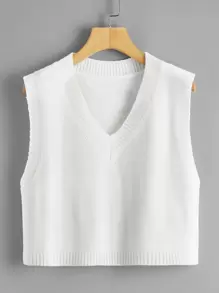 SHEIN Unity Chaleco jersey de cuello V - Blanco - Ver 1
