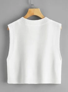SHEIN Unity Chaleco jersey de cuello V - Blanco - Ver 2