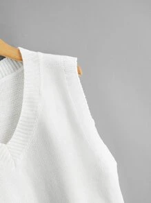 SHEIN Unity Chaleco jersey de cuello V - Blanco - Ver 3