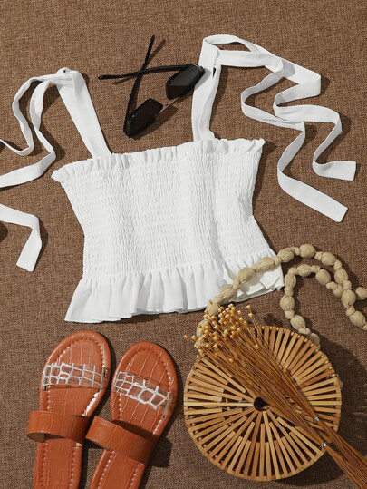 ノットストラップ シール フリルキャミトップ