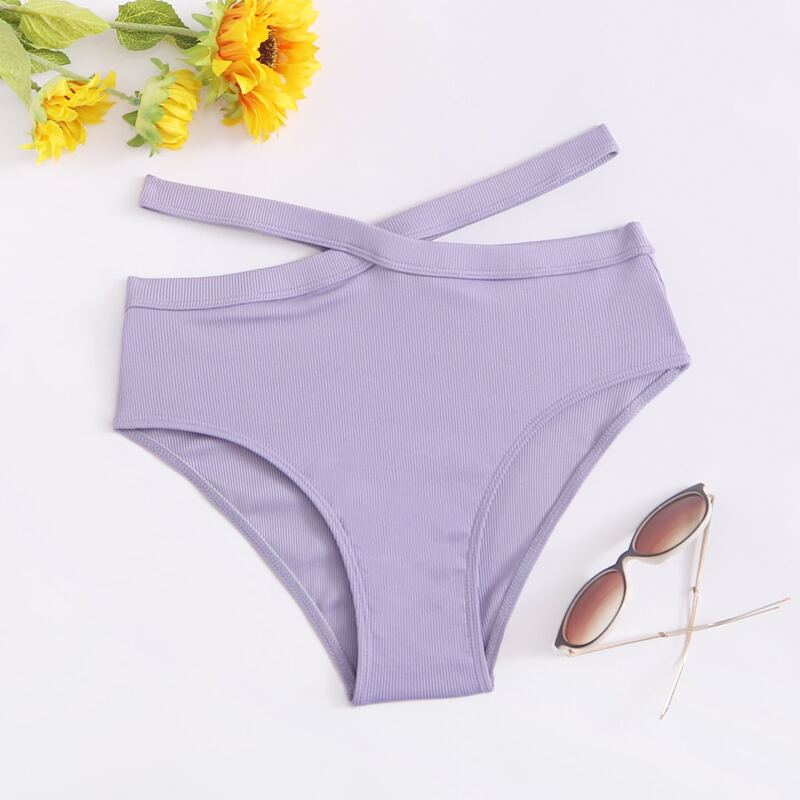 

Criss Cross High Waist Bikini Bottom, Lilac purple
