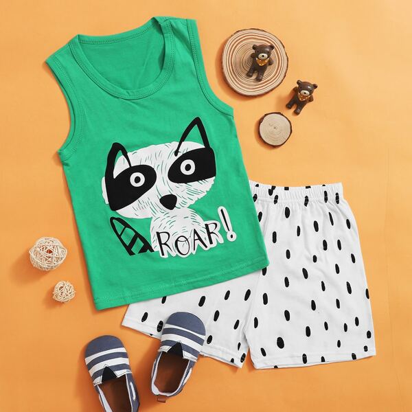 

Toddler Boys Cartoon Graphic Tank Top & Shorts, Multicolor