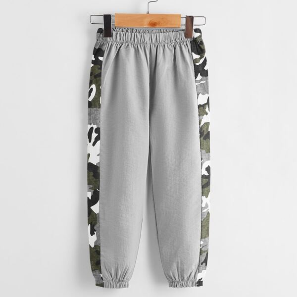 

Toddler Boys Side Camo Panel Tapered Pants, Light grey