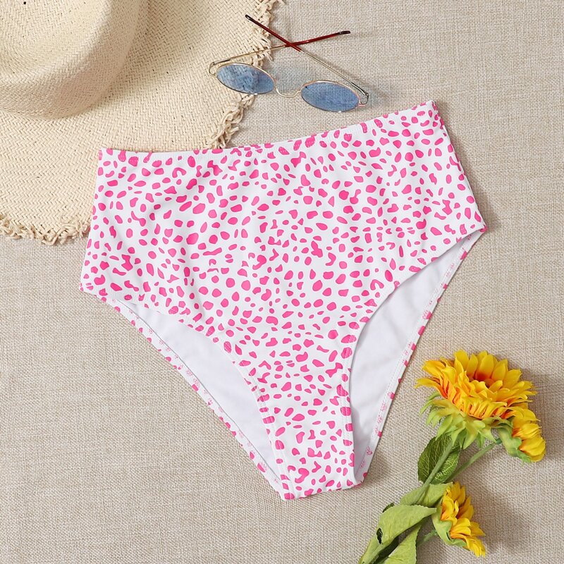 

Allover Print High Waisted Bikini Panty, Pink
