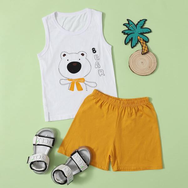 

Toddler Boys Cartoon Graphic Tank Top & Shorts, Multicolor