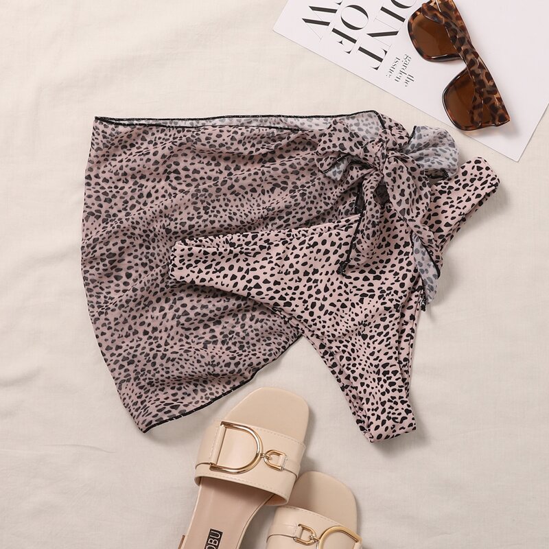 

Cheetah Print Bikini Panty & Sarong Set, Multicolor
