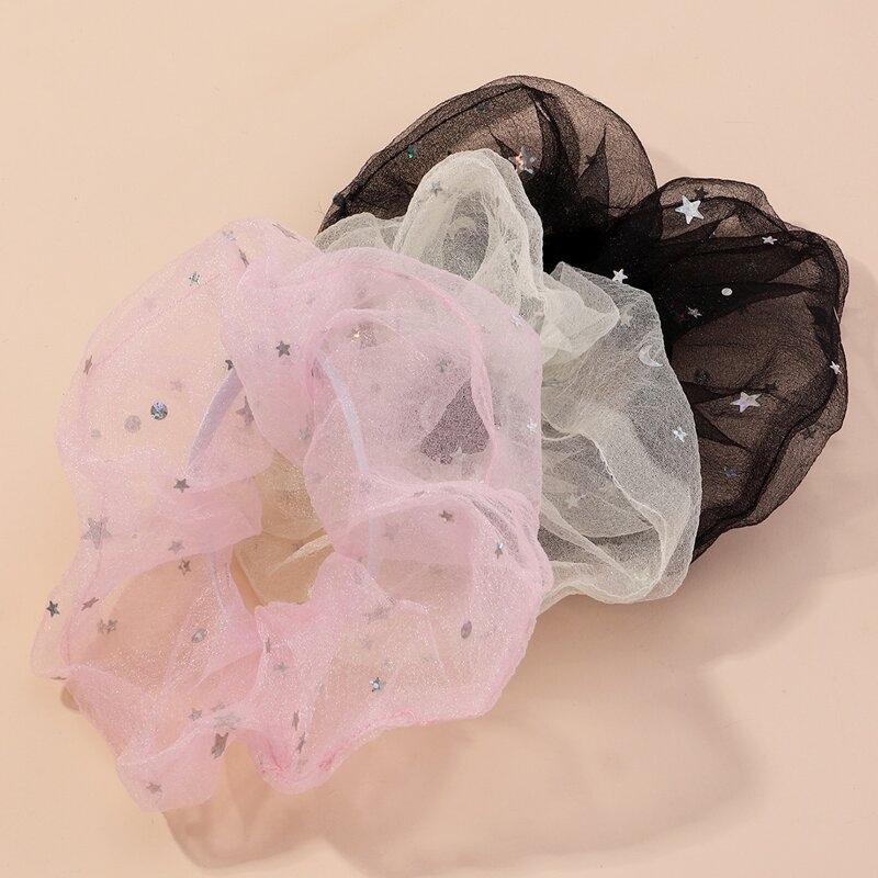 

3pcs Star Mesh Scrunchie, Multicolor