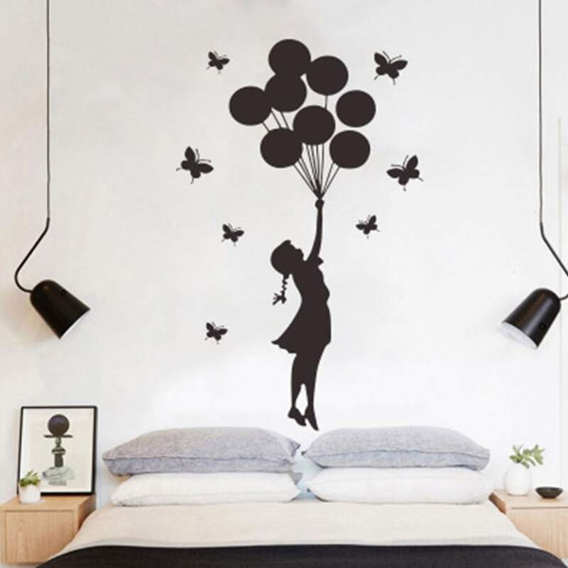 

Figure & Balloon Wall Sticker, Black