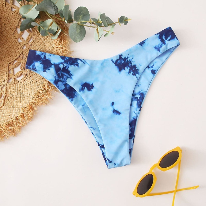 

Tie Dye High Leg Bikini Bottom, Baby blue