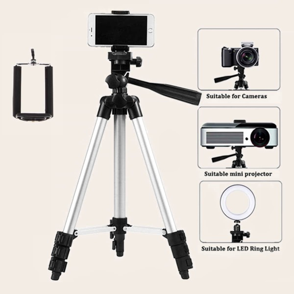 

1pc Phone Adjustable Tripod Holder, Silver