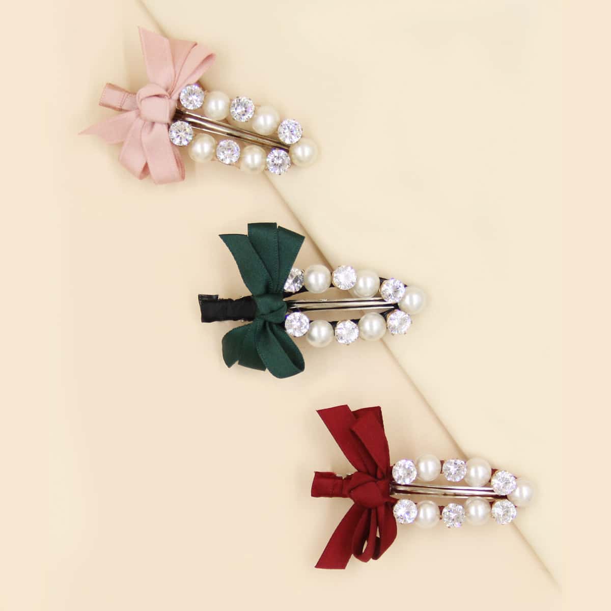 

3pcs Bow Knot Decor Hair Clip, Multicolor