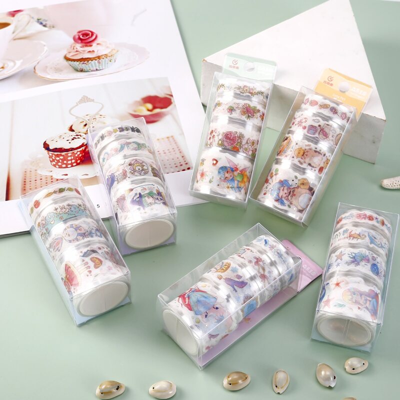 

4roll Hot Stamping Cartoon Tape, Multicolor