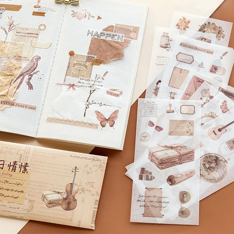 

10pcs Vintage Pattern Sticker, Multicolor