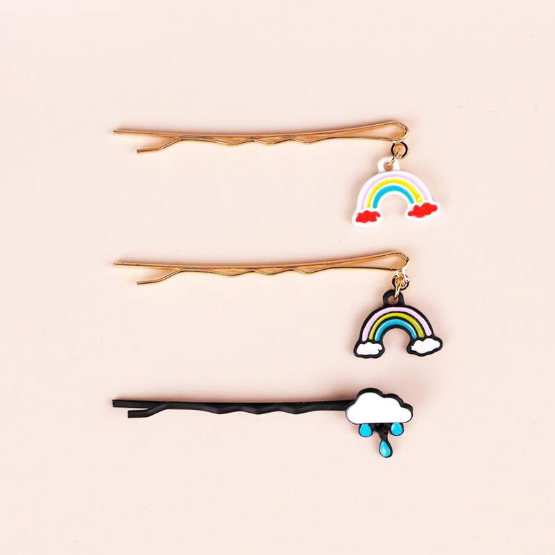 

3pcs Rainbow Hair Clip, Multicolor