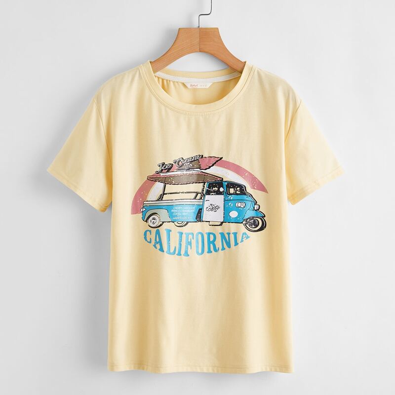 

Car Graphic Tee, Apricot
