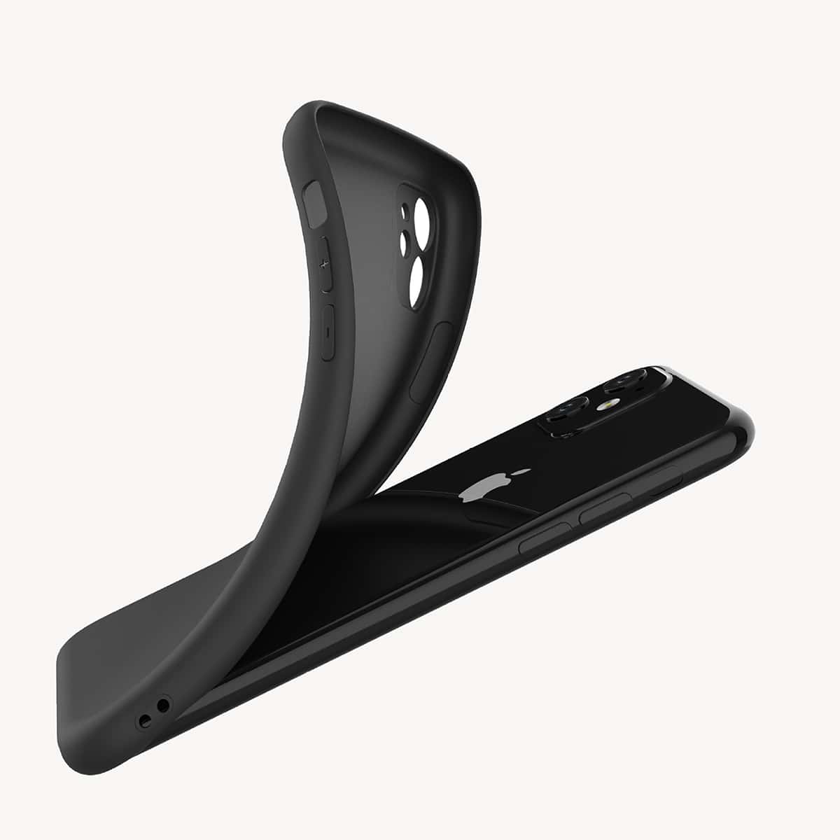 

1pc Solid iPhone Case, Black