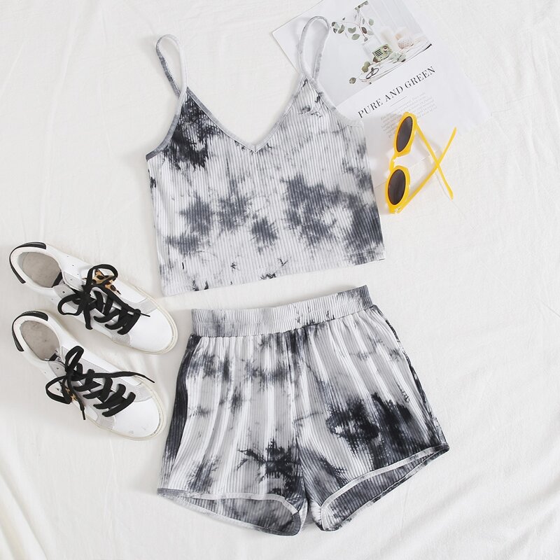 

Ribbed Tie Dye Cami & Shorts, Multicolor