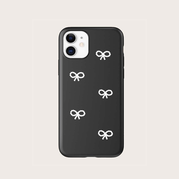 

1pc Bow Print iPhone Case, Black