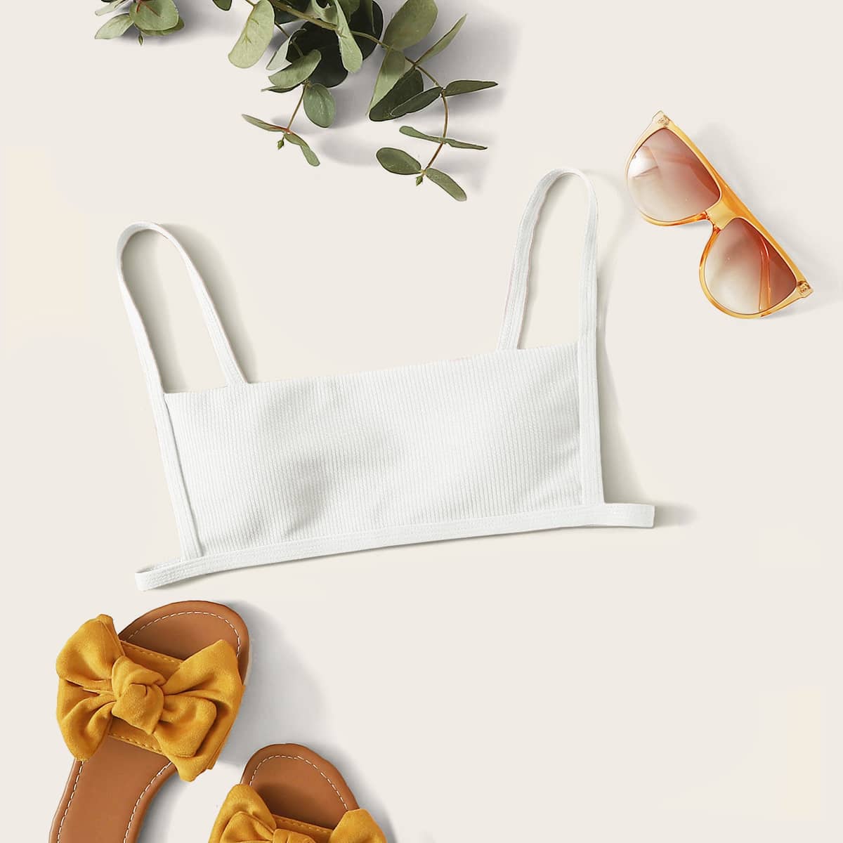 

Rib Bikini Top, White