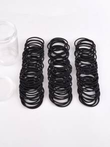 100入組實用實心髮圈，休閒風格 - 黑色 - 查看 1
