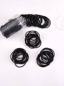 100入組實用實心髮圈，休閒風格 - 黑色 - 查看 2