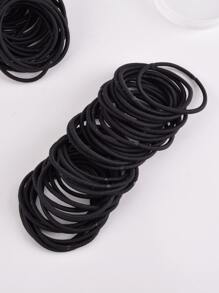 100入組實用實心髮圈，休閒風格 - 黑色 - 查看 3
