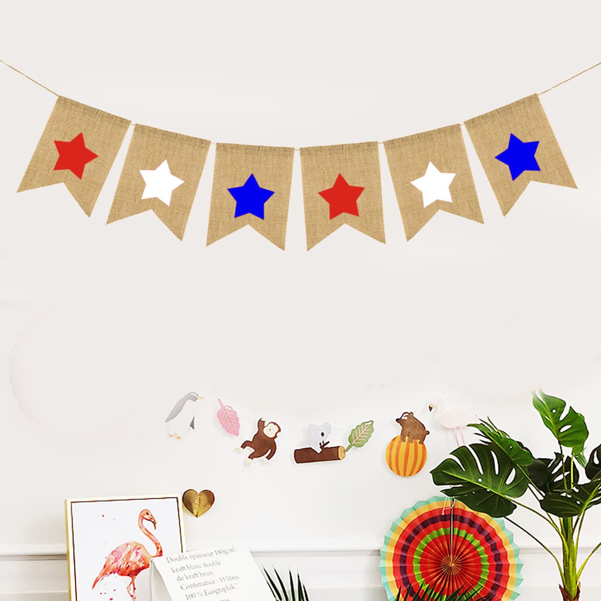 

2m Star Print Decorative Pull Flag, Multicolor