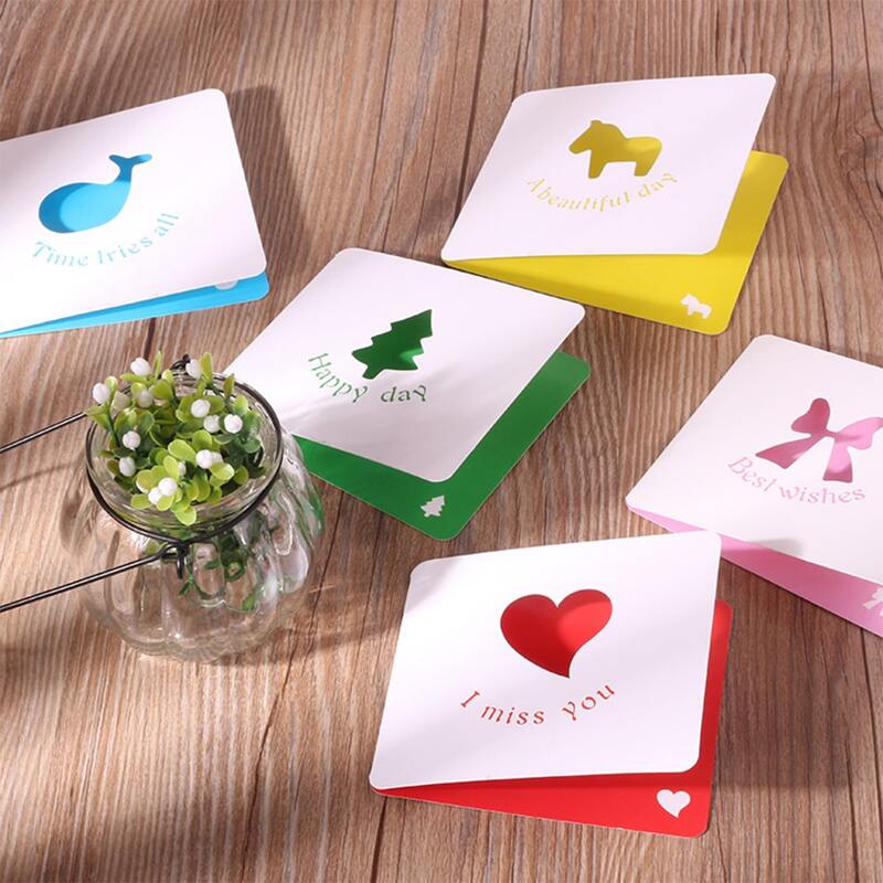 

10pcs Slogan Graphic Hollow Greeting Card, Multicolor