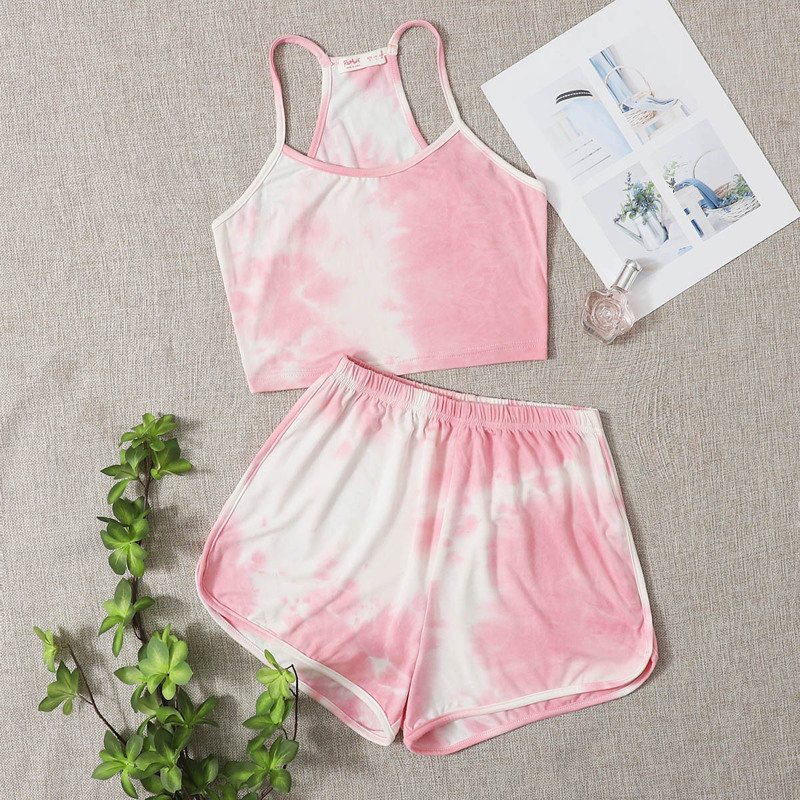 

Tie Dye Cami Pajama Set, Pastel baby pink
