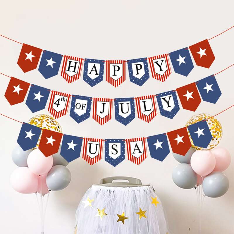 

3pcs Star Decorative Pull Flag, Multicolor