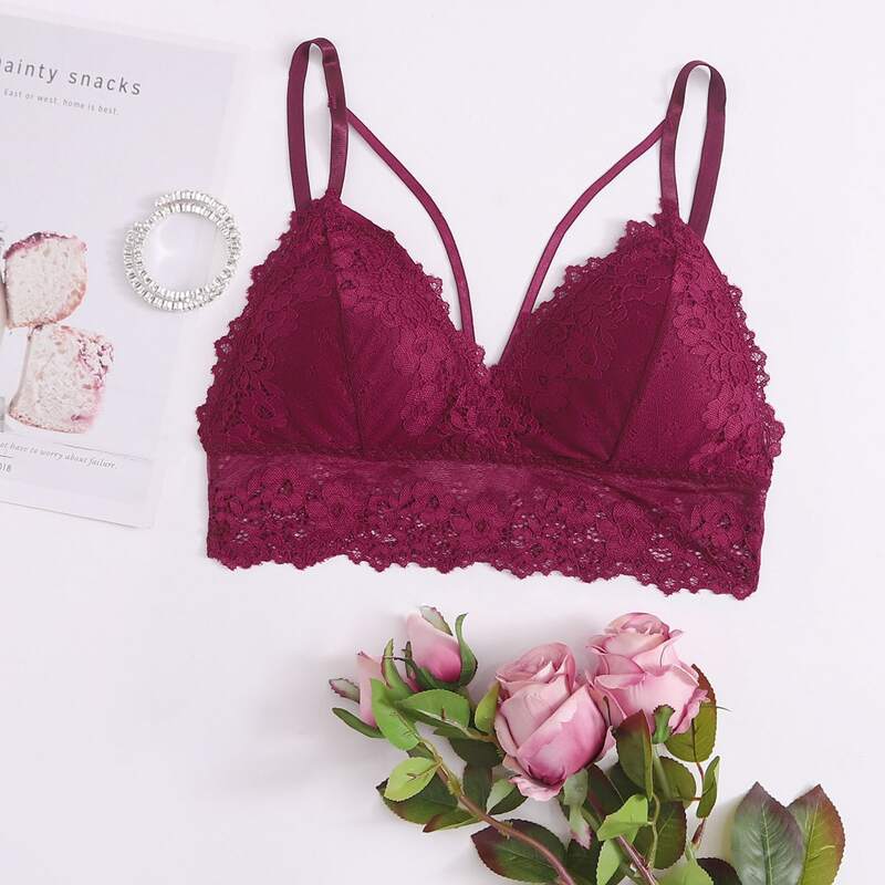 

Lace Harness Bra, Rose red