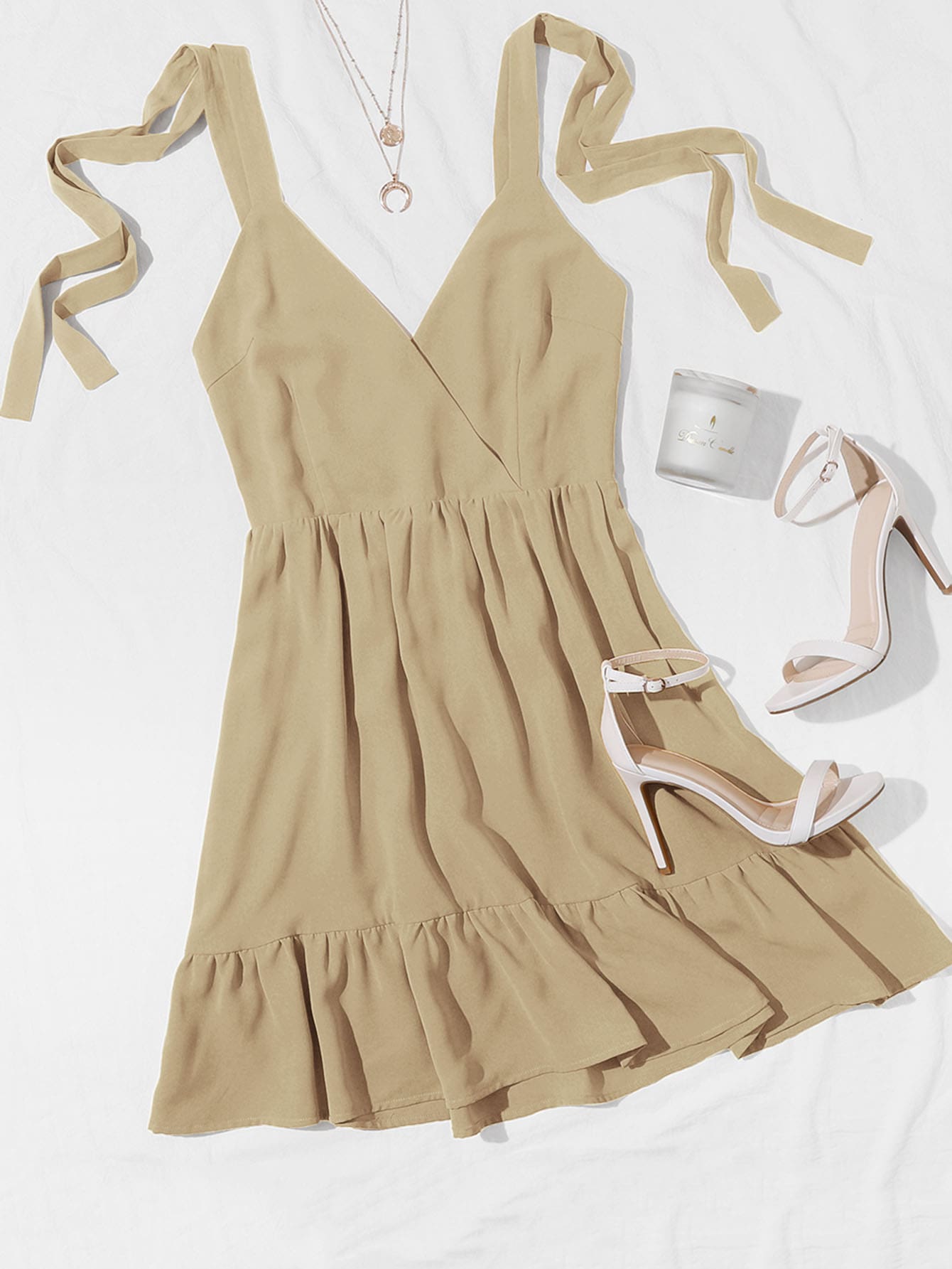 Ruffle Hem Knotted Cami Dress 