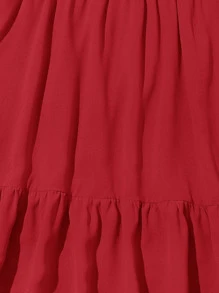 Ruffle Hem Knotted Cami Dress - Red - View 4