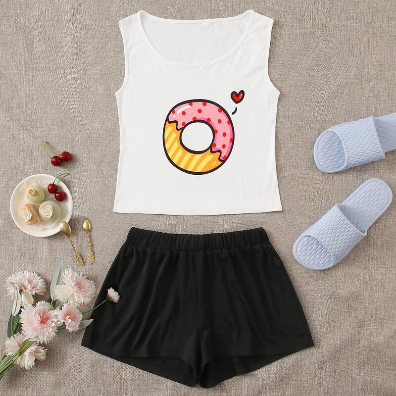 

Donuts Tank Pajama Set, Multicolor