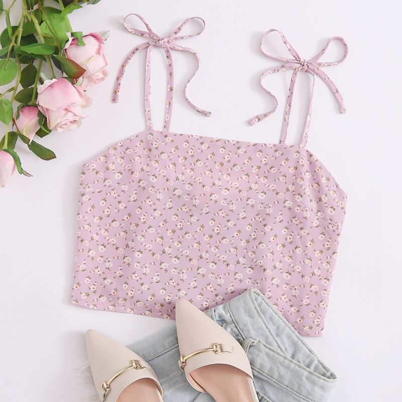 

Ditsy Floral Crop Cami, Lilac purple