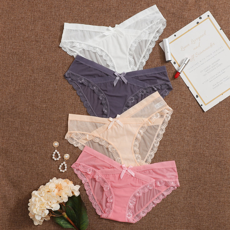 

4pack Lace Trim Panty, Multicolor