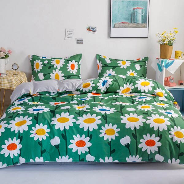 

Flower Print Bedding Set Without Filler, Multicolor