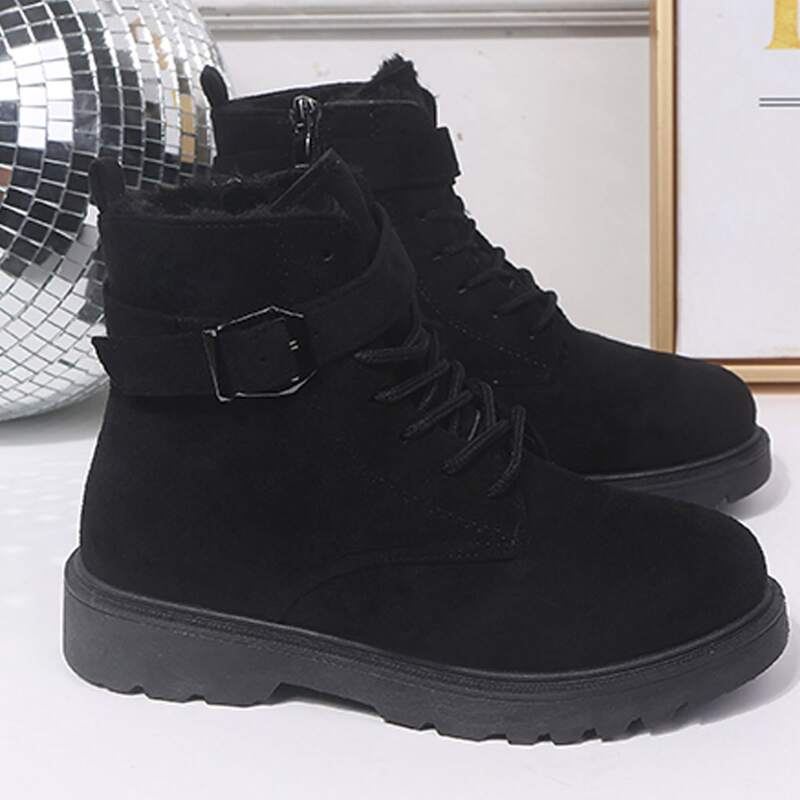 

Buckle Strap Lug Sole Boots, Black