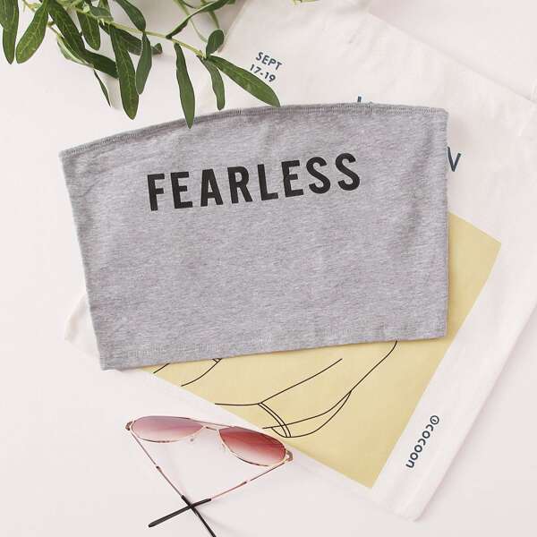 

Letter Graphic Tube Top, Grey