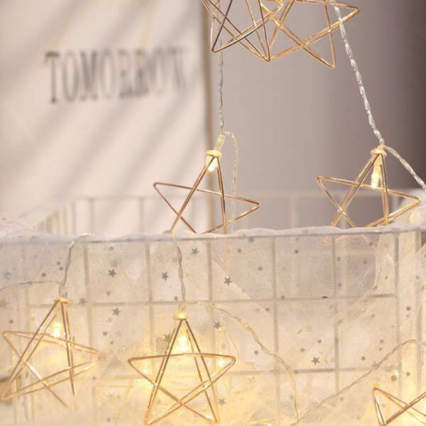 

10pcs Star Shaped Bulb String Light, Yellow