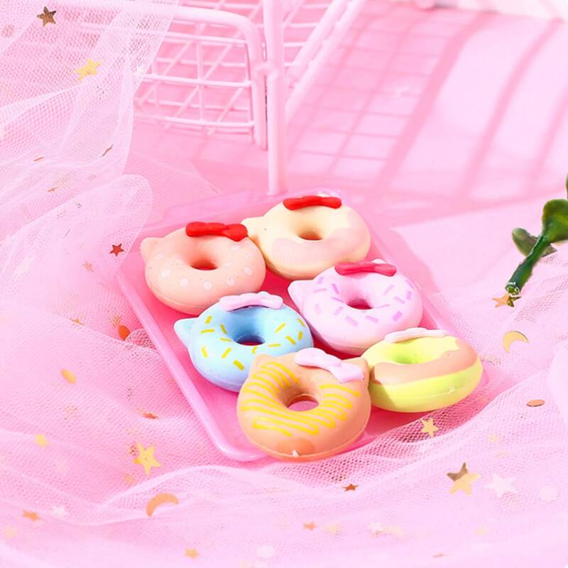 

6pcs Donuts Shaped Random Eraser, Multicolor