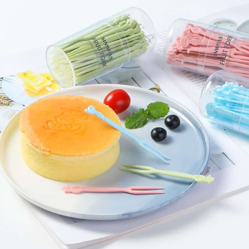 

50pcs Disposable Plastic Fruit Fork, Multicolor