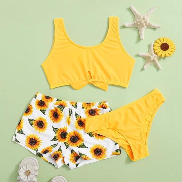 

Girls Sunflower Print Bikini Swimsuit Set - 3 Pack, Yellow