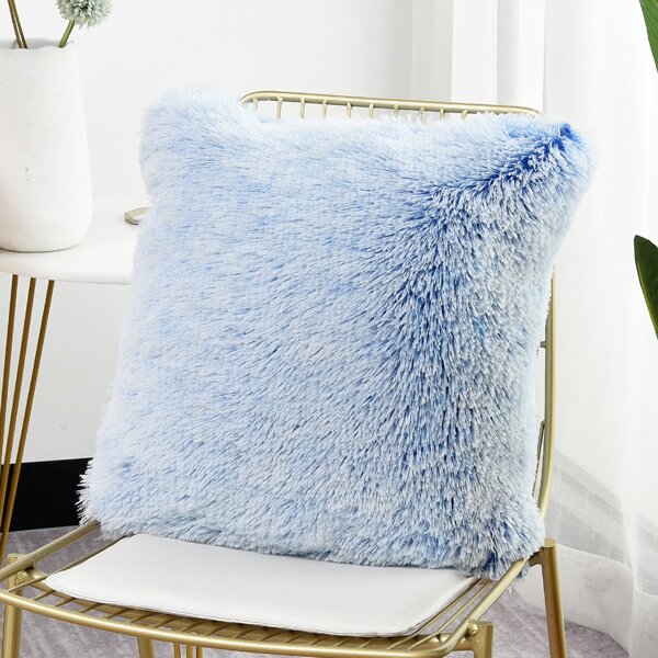 

1pc Plain Cushion Cover Without Filler, Blue