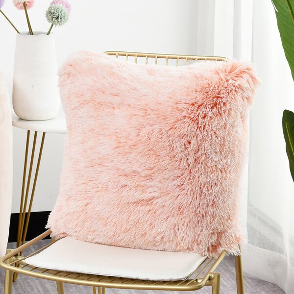 

1pc Plain Cushion Cover Without Filler, Coral orange