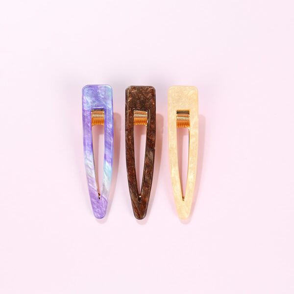 

3pcs Glitter Water Drop Hair Clip, Multicolor