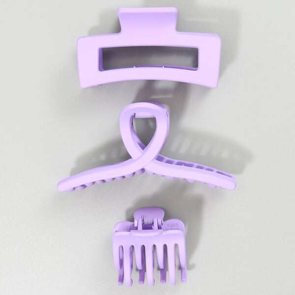 

3pcs Letter Graphic Hair Claw, Mauve purple