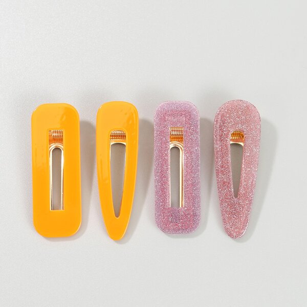 

4pcs Glitter Water Drop Hair Clip, Multicolor