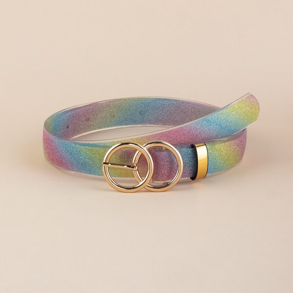 

Glitter Double O-ring Buckle Belt, Multicolor