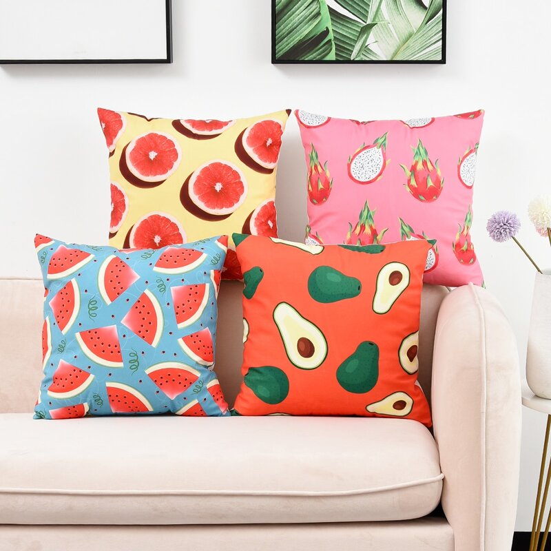 

1pc Fruit Print Cushion Cover Without Filler, Multicolor